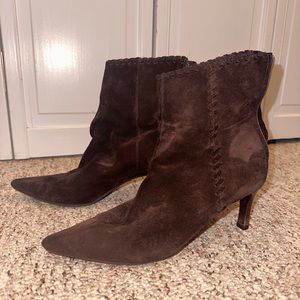 Unisa brown leather and suede heeled ankle boots